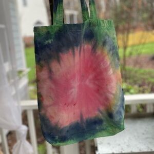 Hand crafted tie dye tote small reusable